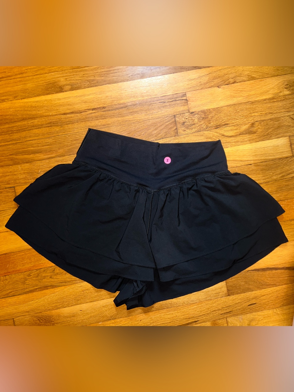 Black Ruffle Layered Athletic Shorts